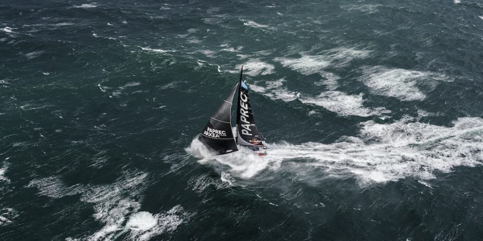 UNKNOWN - APRIL 9, 2024 : Paprec Arkéa skipper Yoann Richomme (FRA) is pictured on April 9, 2024, off unknown, France. (Photo by Eloi Stichelbaut / Polaryse)